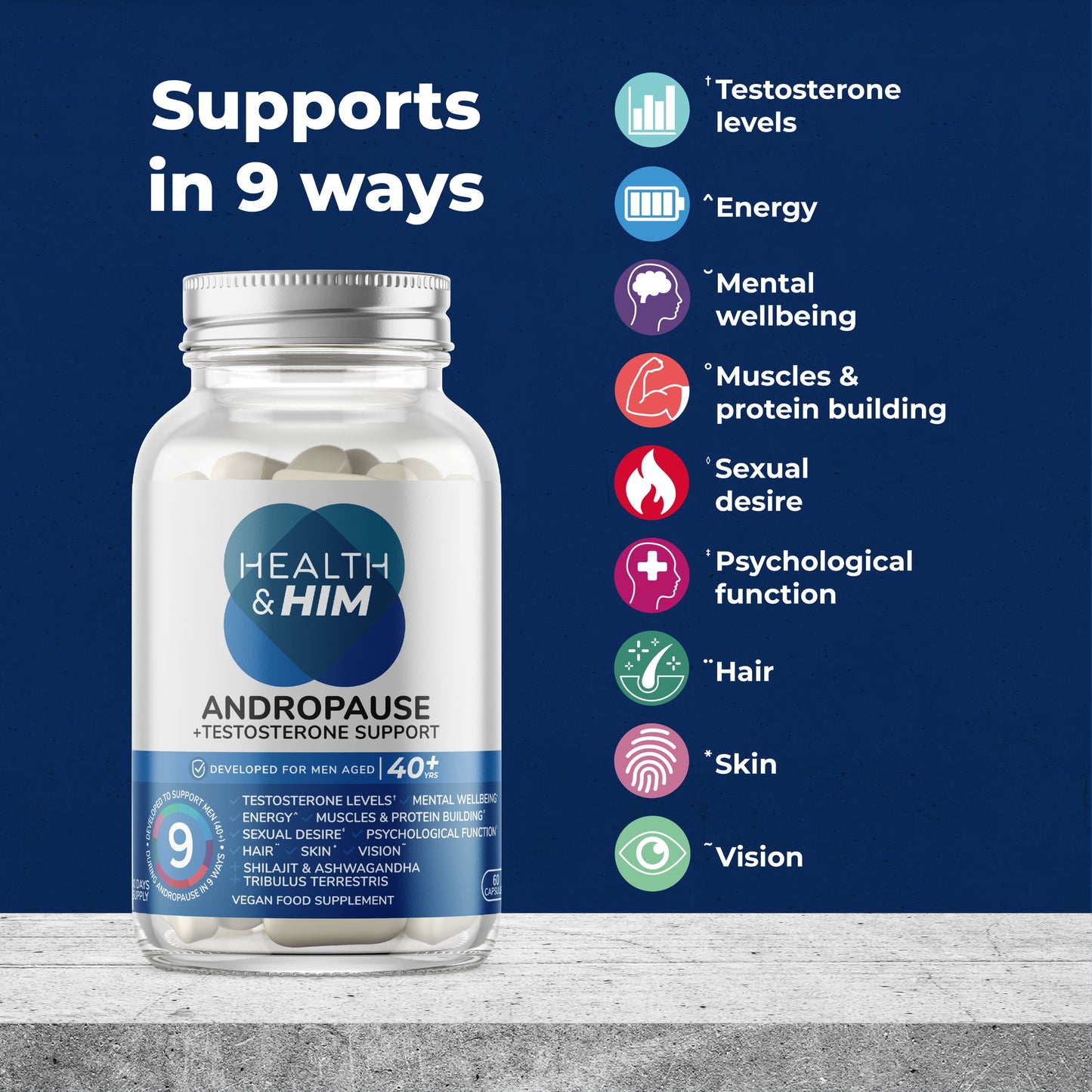 Health & Him Andropause 40+ Testosterone Support